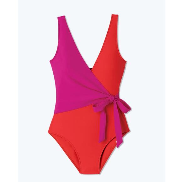 Summersalt Women's Hibiscus & Grapefruit The Perfect Wrap One-Piece Size 8 - Picture 4 of 10